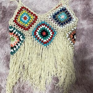 Knit fringe tank top